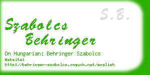 szabolcs behringer business card